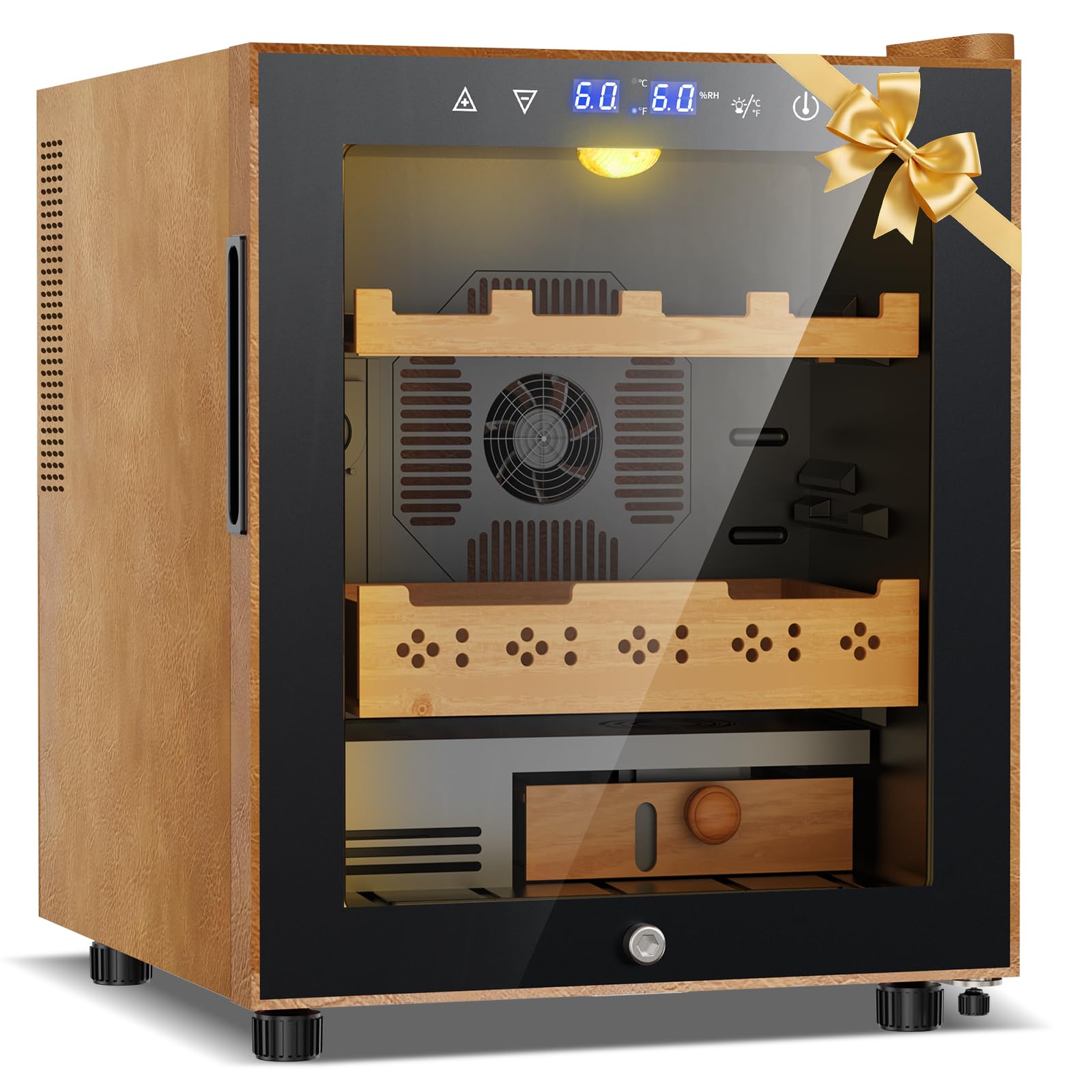 50L Upgraded Electric Humidor, 300 Counts Large Capacity,Thermostatic Electric Cooler Cabinet with Digital LED Screen, Safety Lock,Smart Humidity &amp; Temp Control