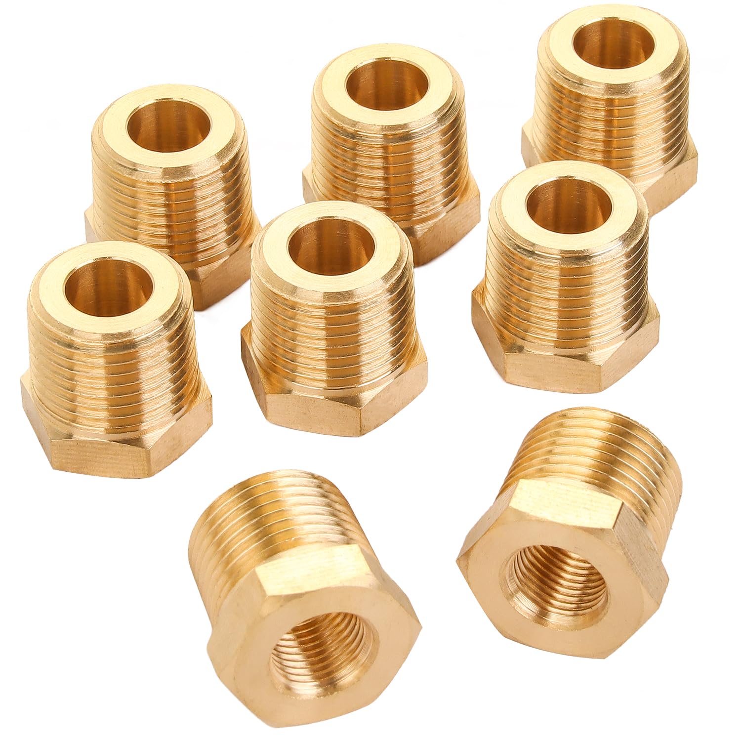 Buje hexagonal de latón de 3/8 macho a 1/8 hembra NPT, adaptadores reductores para tuberías