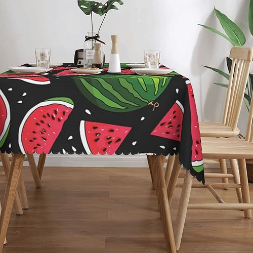 Miniatura 8 de Mantel de sandía para mesas rectangulares, a prueba de aceite y derrames y fácil de limpiar, con ribete de encaje, mantel de 54 x 72 pulgadas para