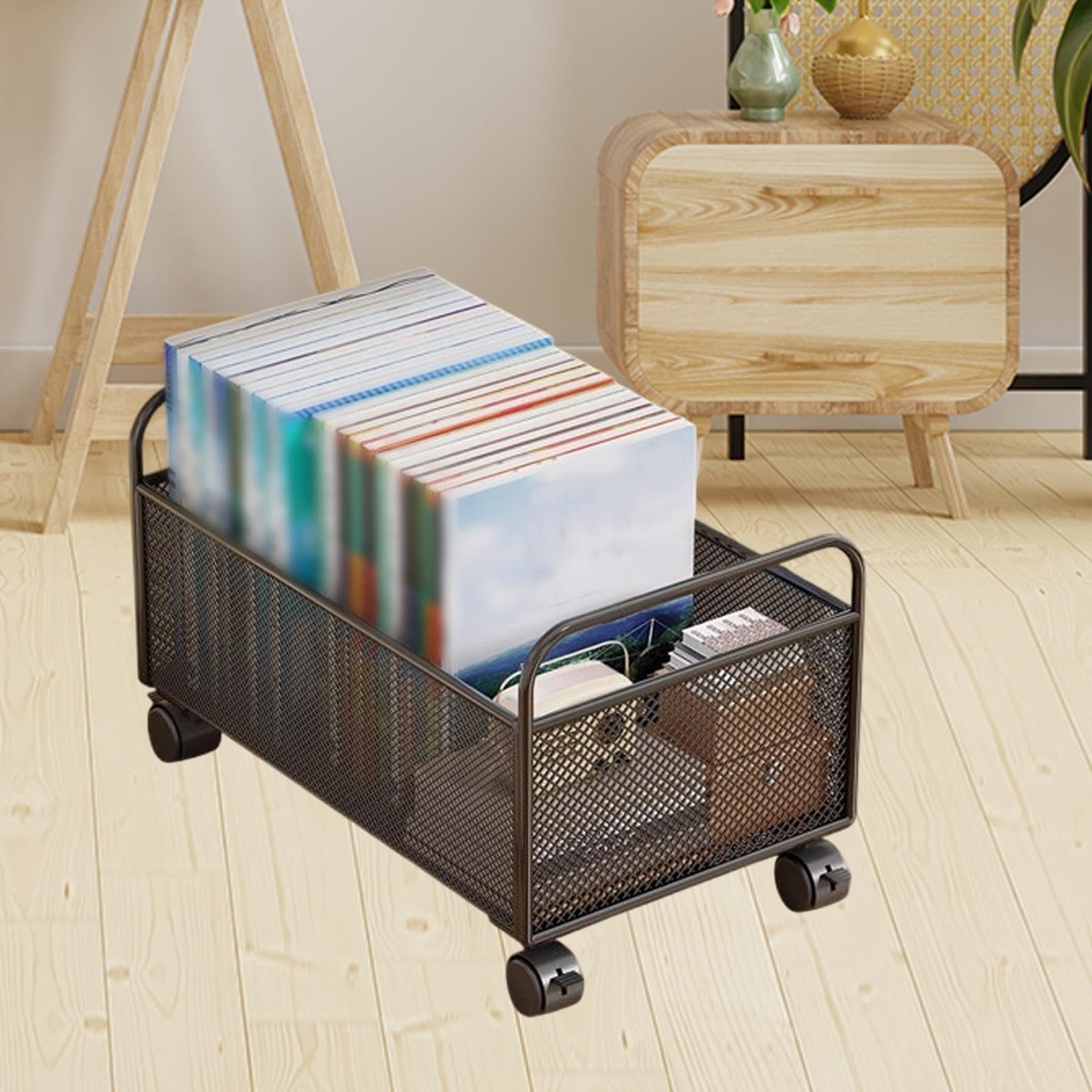 Carro Archivador con Ruedas, Organizador Rodante con Ruedas, Organizador de Archivos Colgante de Malla, para Oficina, 38x30x30cm
