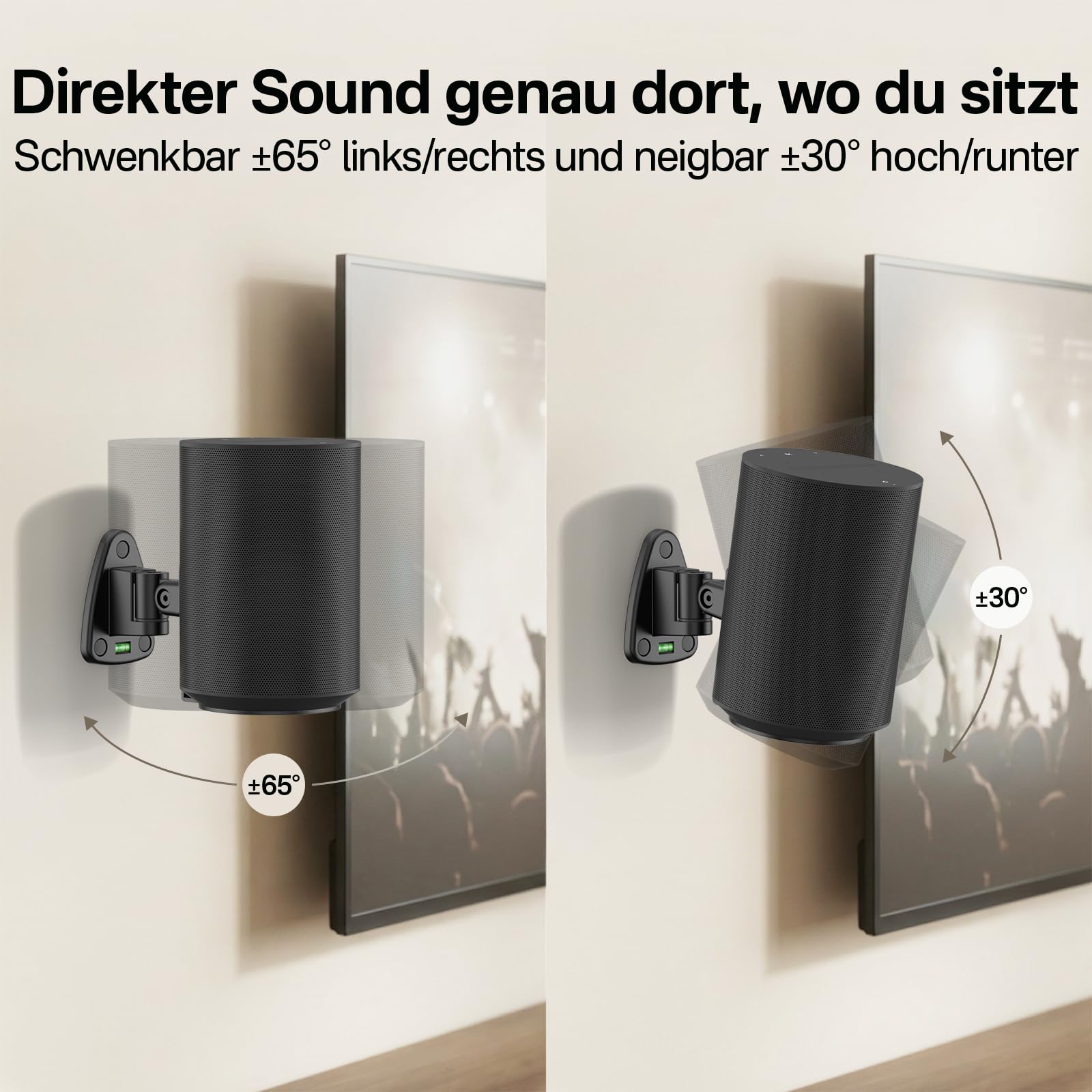 Supporto per altoparlanti Sonos Era 100 da parete, supporto per altoparlanti inclinabile e orientabile per supporto Sonos Era 100, resistente supporto da parete per altoparlanti fino a 10 kg, coppia