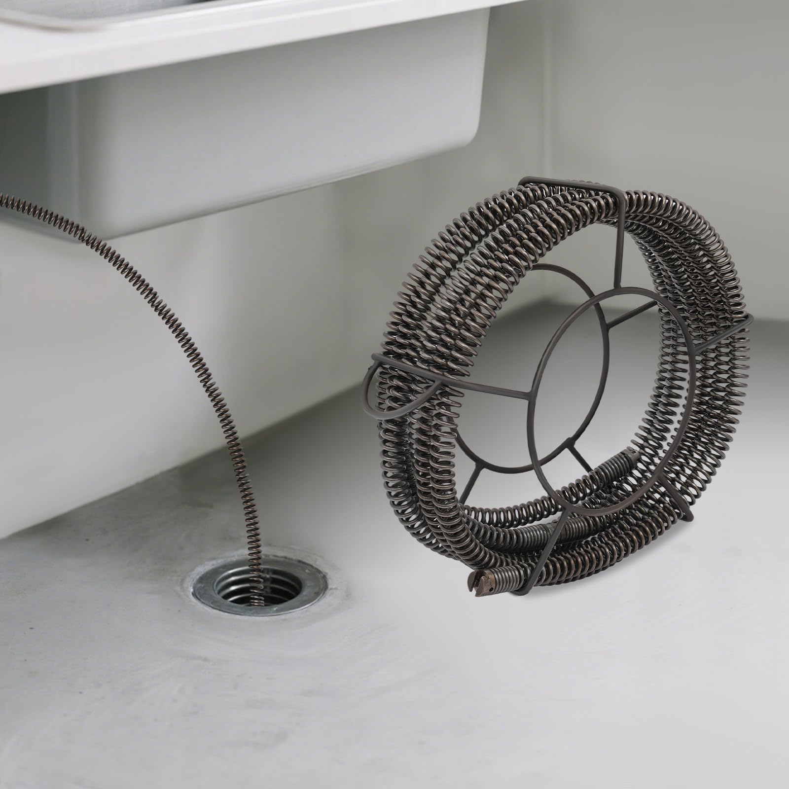 Set di spirali per la pulizia dei tubi, Ø 22 mm + 7 m, spirale a molla per la pulizia dei tubi, spirale professionale per la pulizia dei tubi per lavello, scarico pavimento, WC
