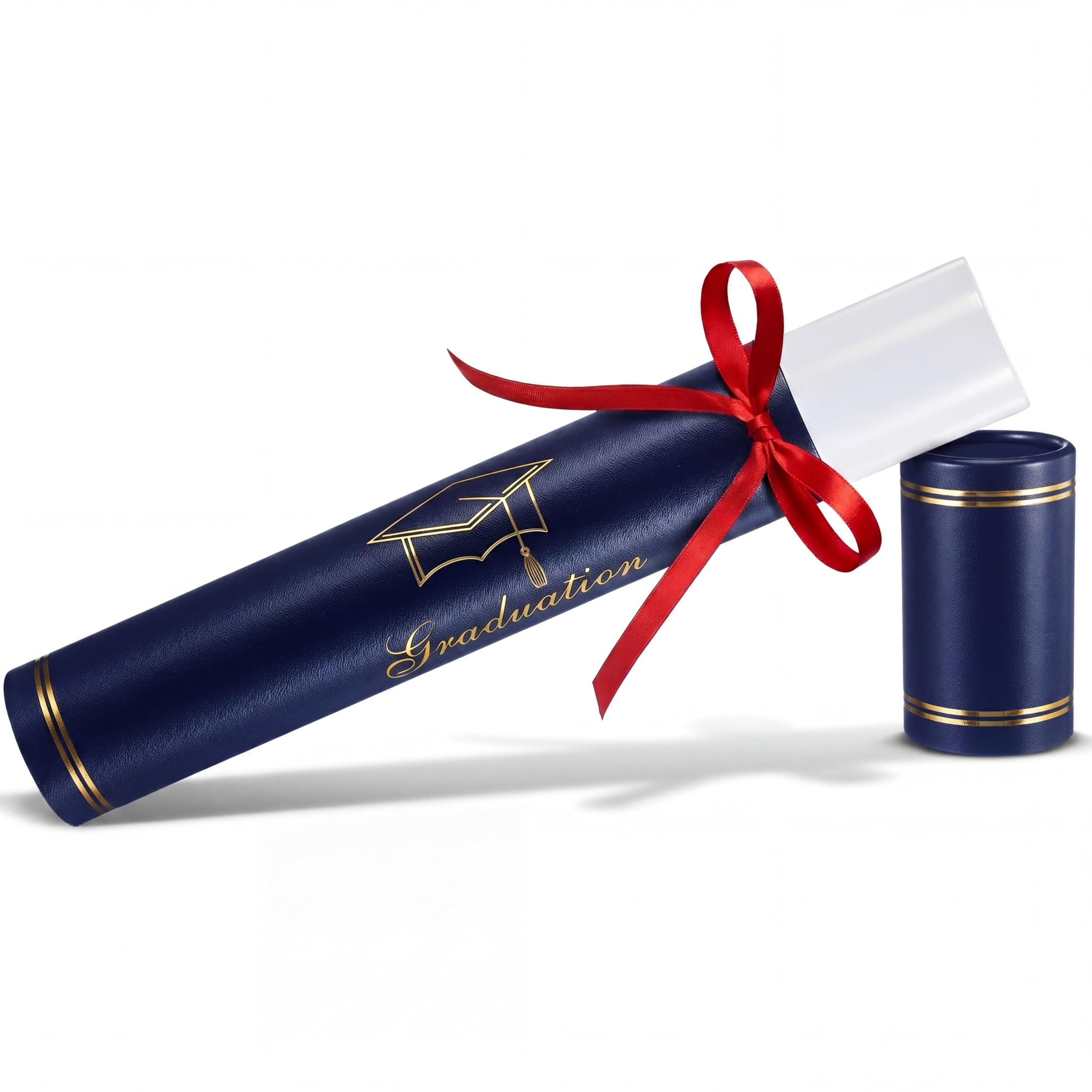 Tinlade Blue Graduation Diploma Tube Holder with Gold Foil Stamping Graduation Cap 12.6 x 2 x 2 Inches Waterproof Certificate Scroll Holder for Certificate Diploma Documents Posters Blueprints