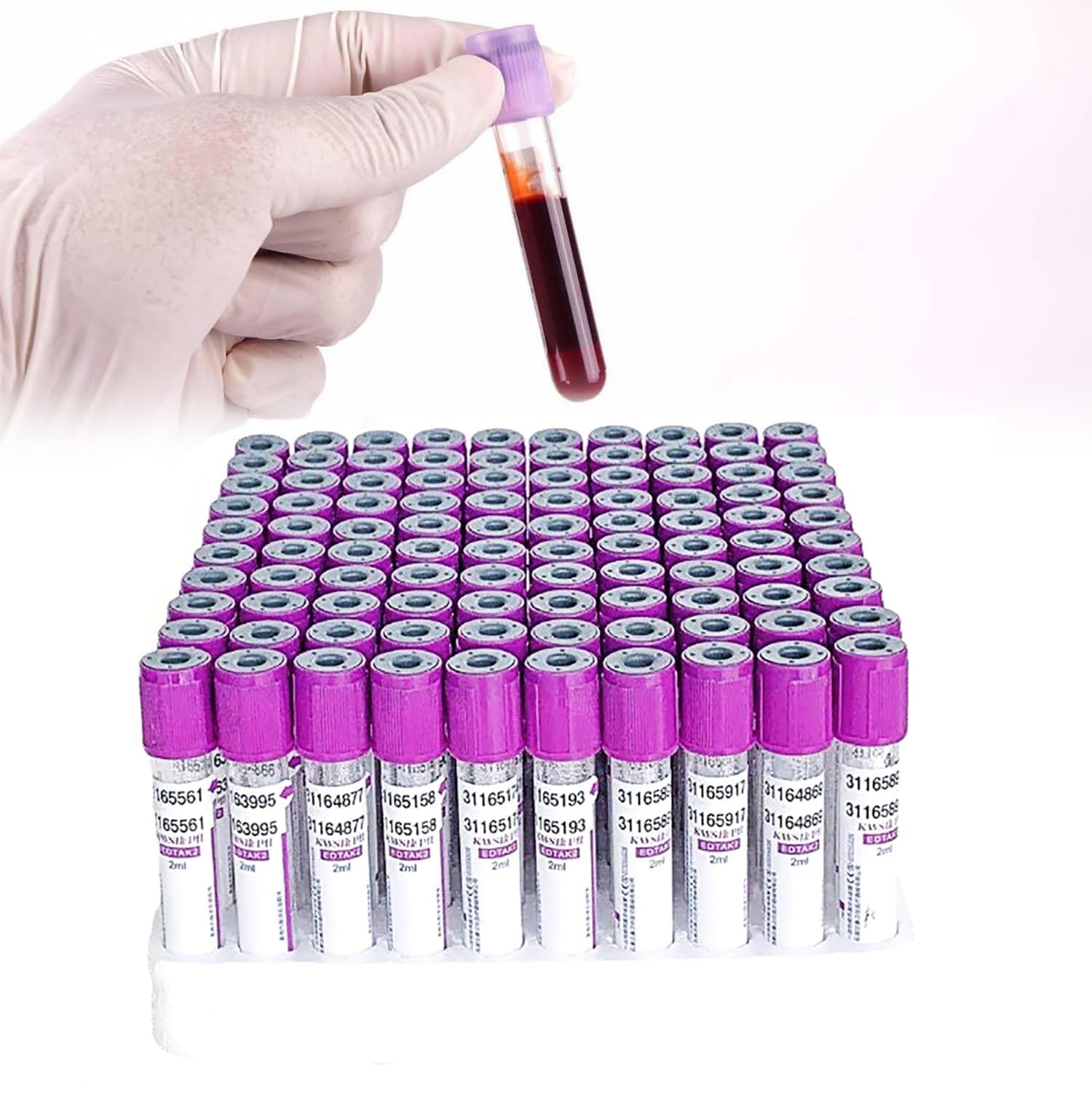 Próżniowa rurka do pobierania krwi, 5 ml, 100 szt., EDTA K2 szklana rurka do koagulacji laboratoryjnej i artykułów weterynaryjnych