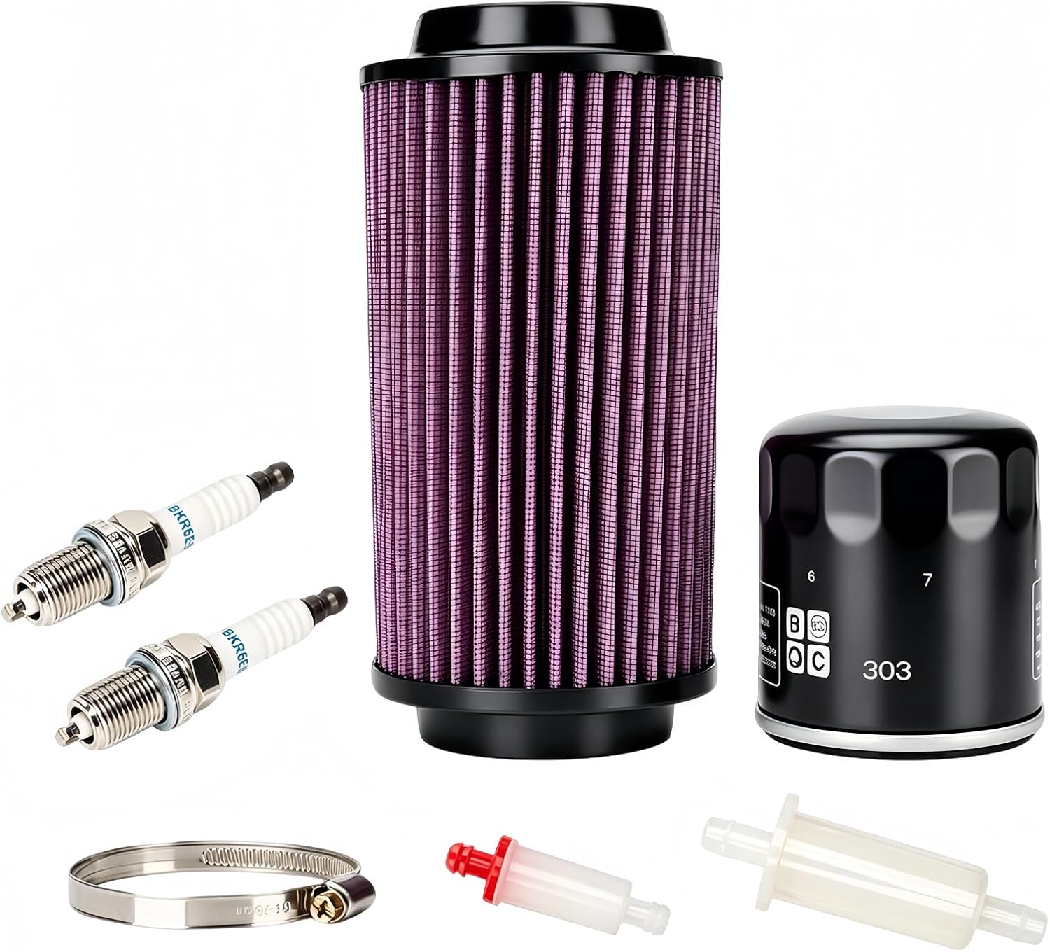 7080595 Air Filter & 2520799 Oil Filter with 2530009 Fuel Filter and Spark Plugs Tune Up Kit for Polaris Sportsman 335 400 450 500 550 Scrambler 500 Magnum Trail Boss Xpedition ATV