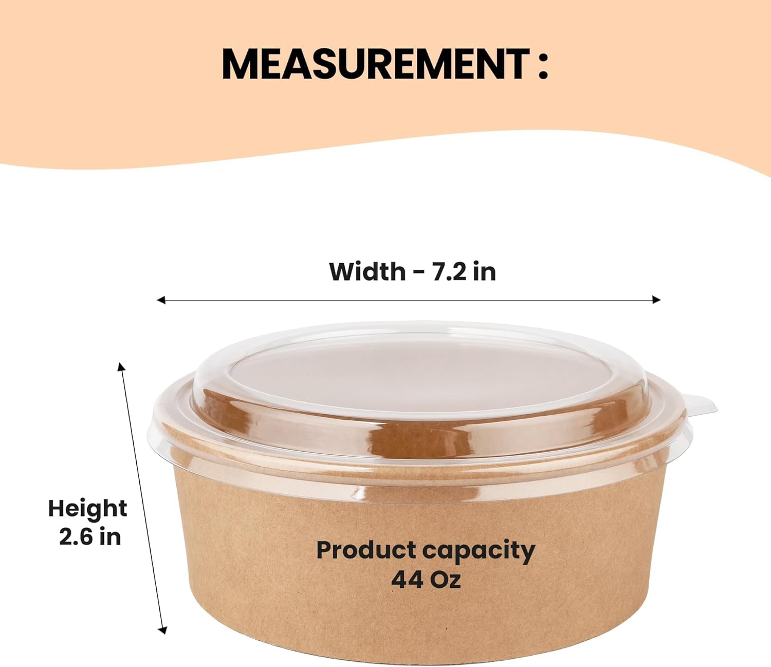 44 oz. Round Kraft PE-Lined Microwavable Take-Out Container 7 5/16" x 2 5/8" - 300/Case - Lid sold separately.
