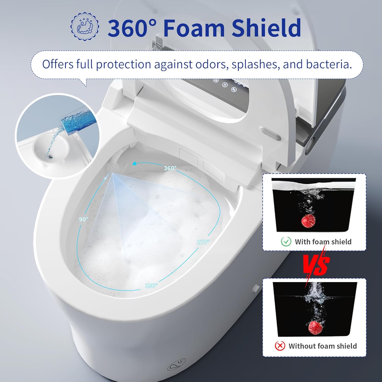 DeerValley Smart Toilet with Bidet Built in, Auto Open/Close, Customizable Spa Wash, 1000g MaP Auto Flush, Pump Assisted, Foam Shield, Heated Seat, Instant Warm Water, Dryer, Deodorization, ADA Height