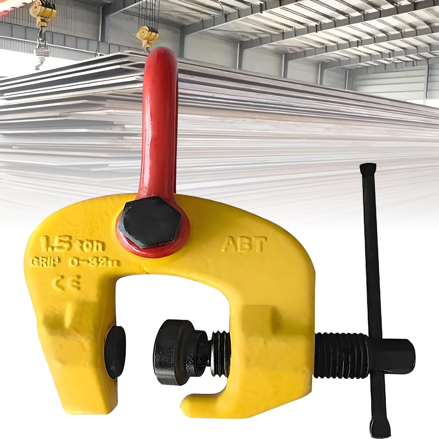 COAKUE Vertical Plate Clamp with Ring, 1.5T 3T Screw Lifting Clamp, Plate Clamp Lifting Tool, Reinforced Forged Body, Secure Clamping for Crane Steel Transport 1.5T