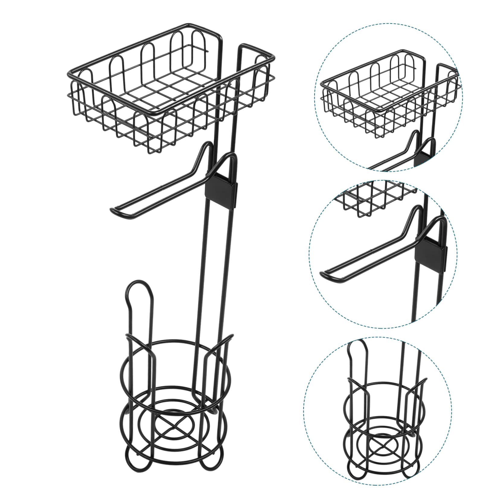 Portarrollos de Papel Higiénico de Hierro Negro Cesta Extraíble y Superficie Lisa, Porta Papel Baño para Almacenamiento en Cocina y Salón