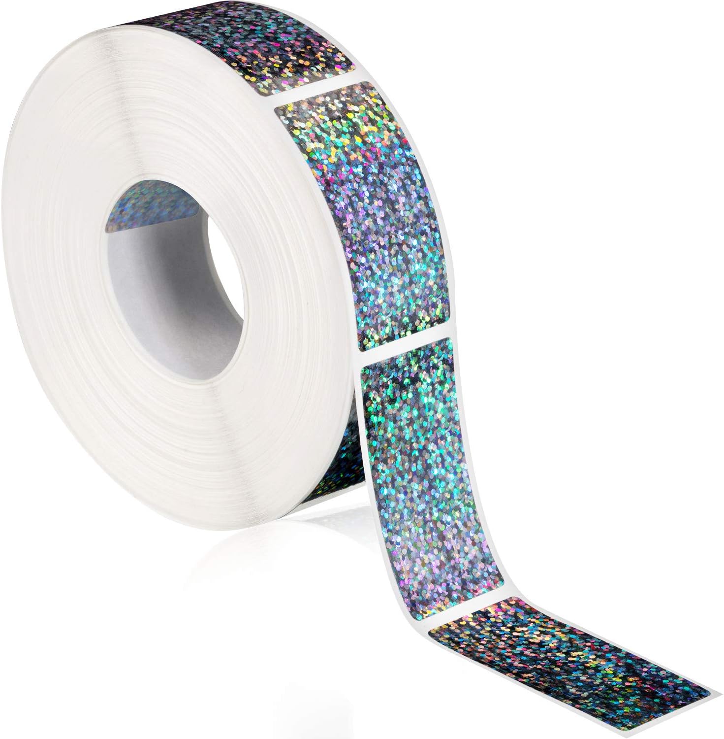 Leinuosen 1000 Pieces Scratch Off Sticker Silver Holographic Sticker DIY Make Your Own Ticket Gift 2 x 1 Inch Rectangle Glitter Labels for Office Games
