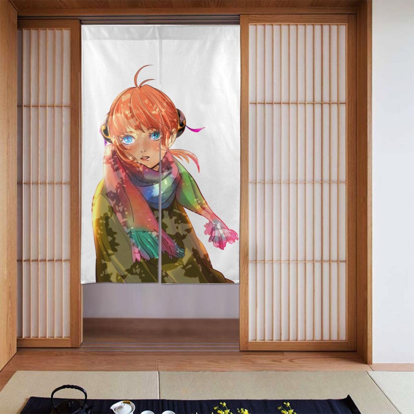 銀魂 神楽 カーテン】銀魂 神楽 ロングスクエア缶バッジ 花鳥風月 J