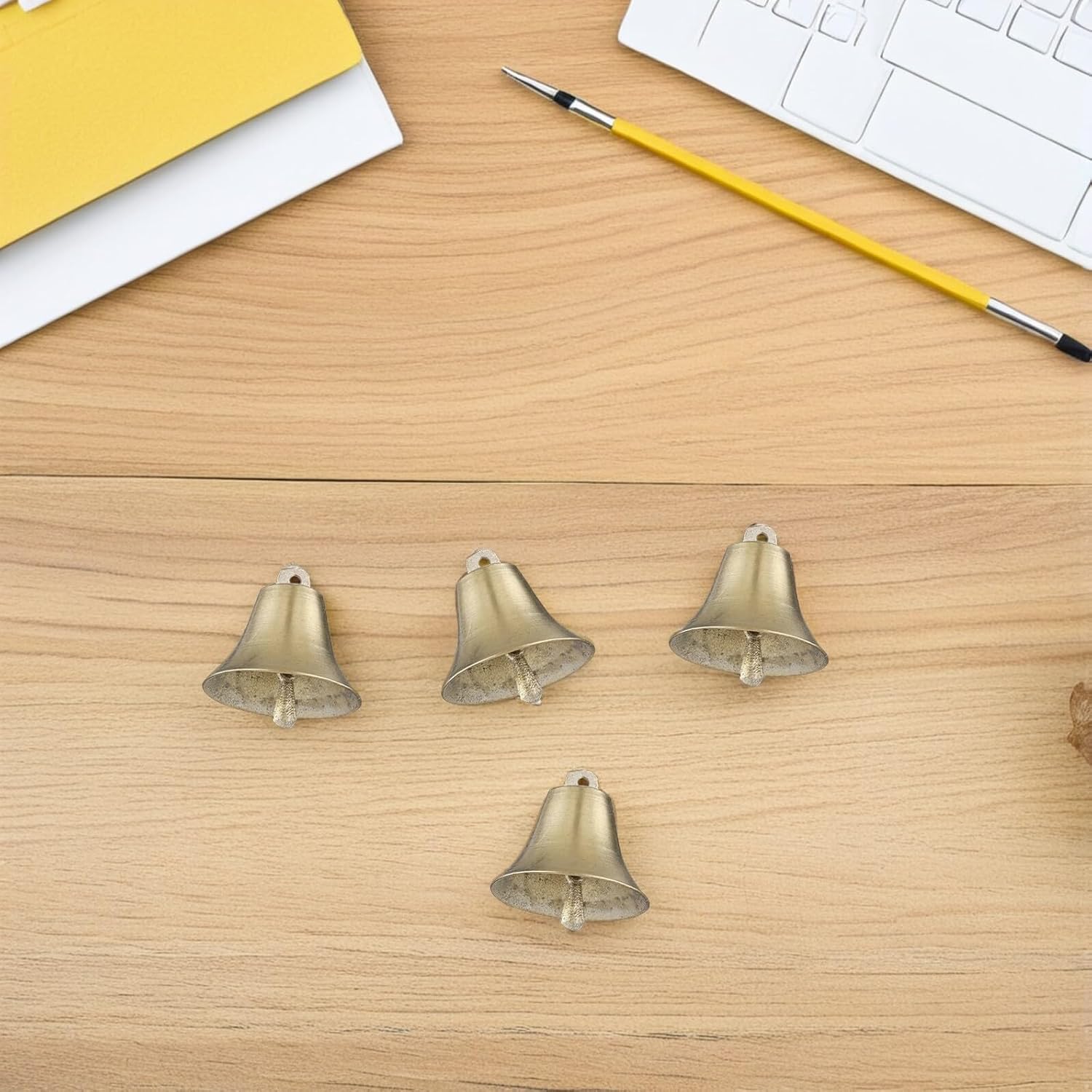 GANAZONO Copper Sheep Bell Accessories 4-Pack Loud Cowbells for Livestock Anti-Theft Grazing Bells with Clear Sound and Lightweight Design for Farm and Home Decoration
