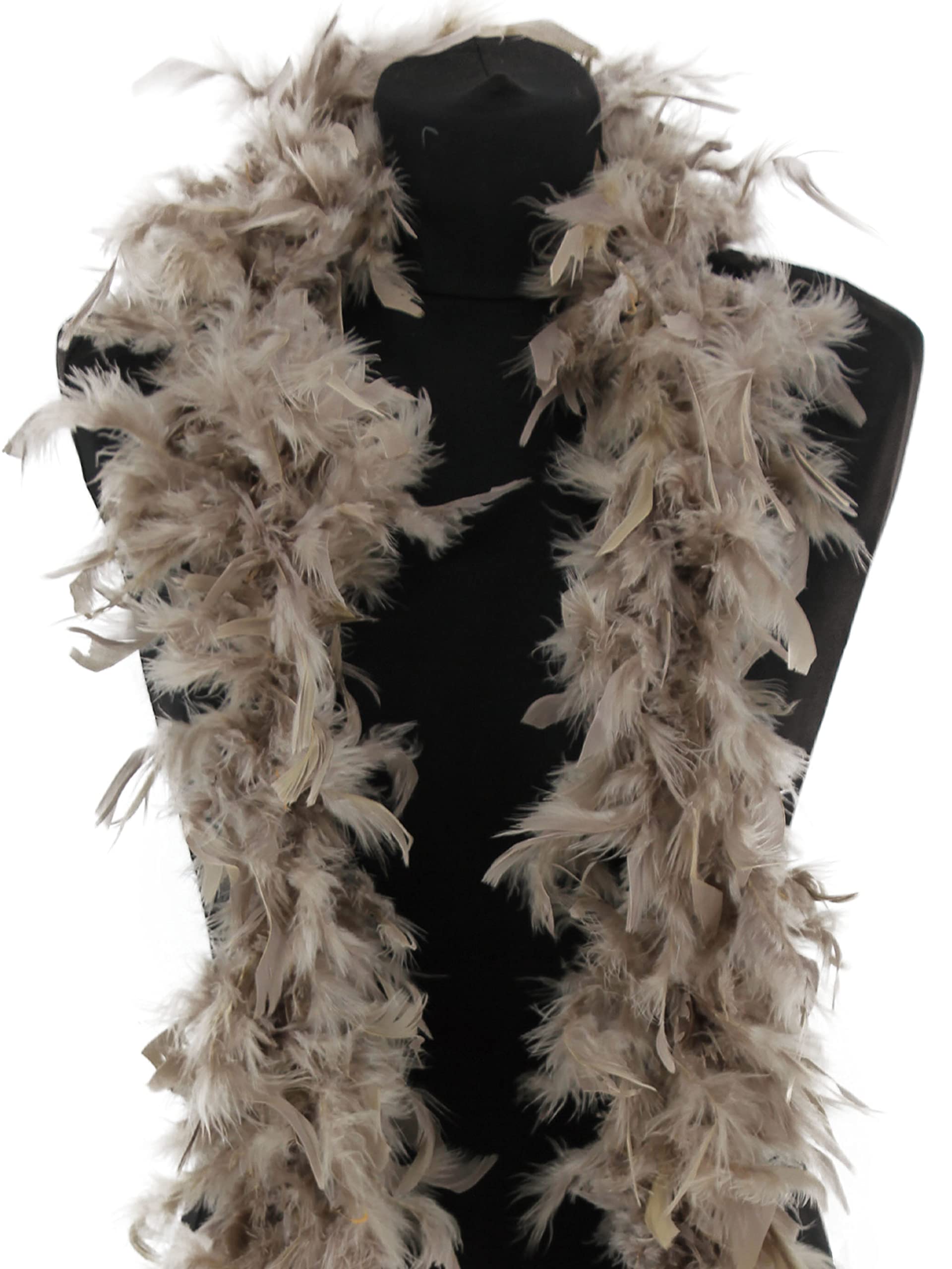 Feather Boa 50g 180cm Soft Turkey Feathers Light Long Boas for Women Hen Party Fancy Dress Costume Burlesque Dance Showgirls 1920s Gatsby Flapper Halloween Christmas Photo Props (Mink Taupe)
