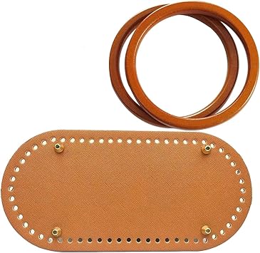 DIY Leather Bag Making Kit Crochet Bag Bottom Leather Base Tote Handle Set DIY Knitting Bag Leather Purse Making KitOrange