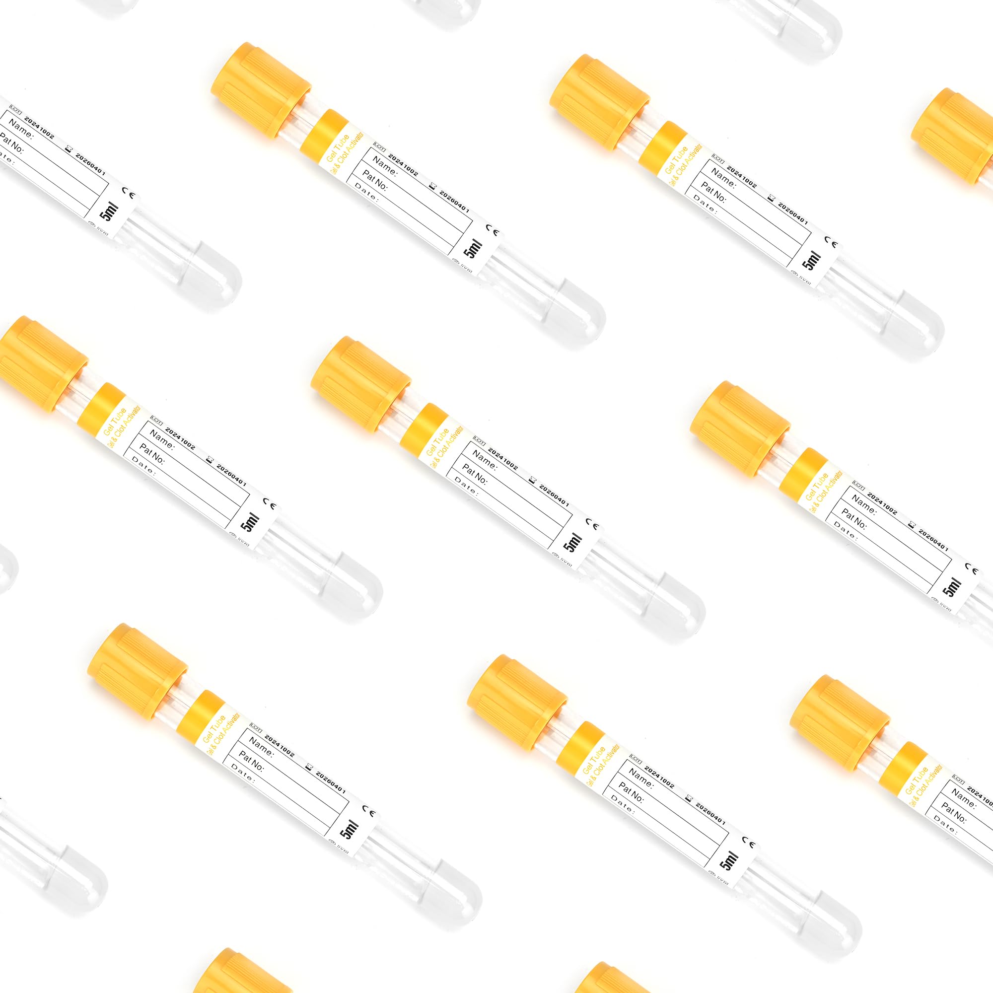 Vacutainer - Tubos de recolección de sangre de 5 ml, tubo de coágulo de gel, tubo de recogida al vacío para tubos de ensayo de laboratorio, animales de mascotas, veterinarios, 100 unidades