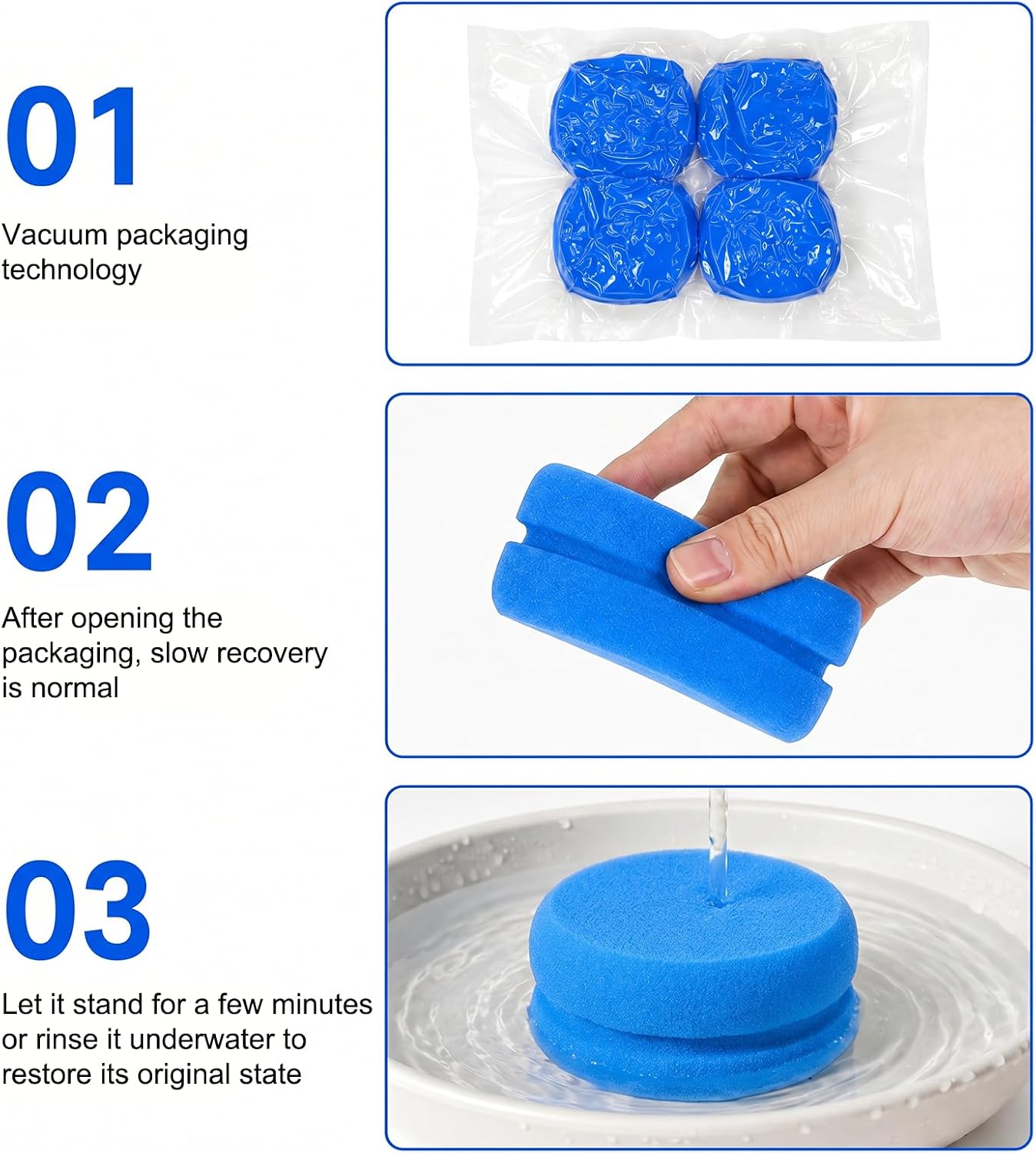 Thinp 4Pcs Double-Side Paint Sponge Applicator, Blue Detail Painting Sponge | Round Craft Sponges for Art Crafts Car Waxing, Wall Repairing Kitchen Cleaning Sponges, 3.1 Inches