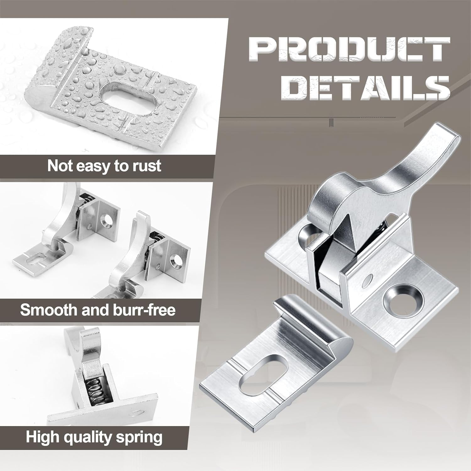 Lounsweer 1 Pcs Brass Heavy Duty Cabinet Door Latch Closets Door Elbow Latch Cabinet Latches with Mounting Screws Hardware for Bedroom Bathroom Window Catch (Silver)