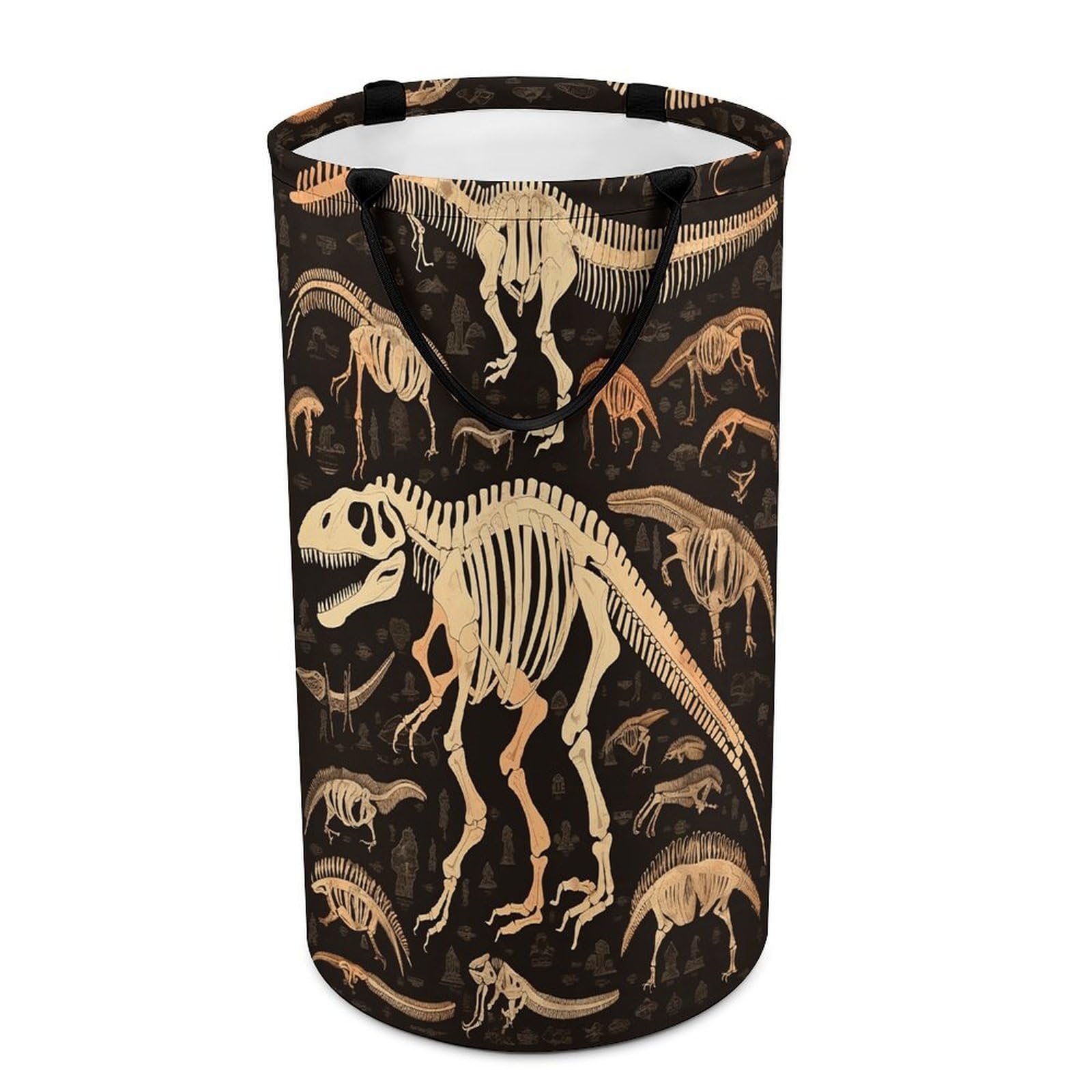 Dinosaur Skeleton Print Laundry Basket Large Foldable Laundry Hamper with Handles Freestanding Collapsible Clothes Basket Waterproof Portable Dirty Clothes Hamper for Bathroom 86L