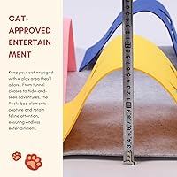 Vista 4 de Cueva de gato Peekaboo y alfombra de juego plegable con túnel: mezcla de fieltro duradera de 4 colores con túneles para gatos de interior, combo