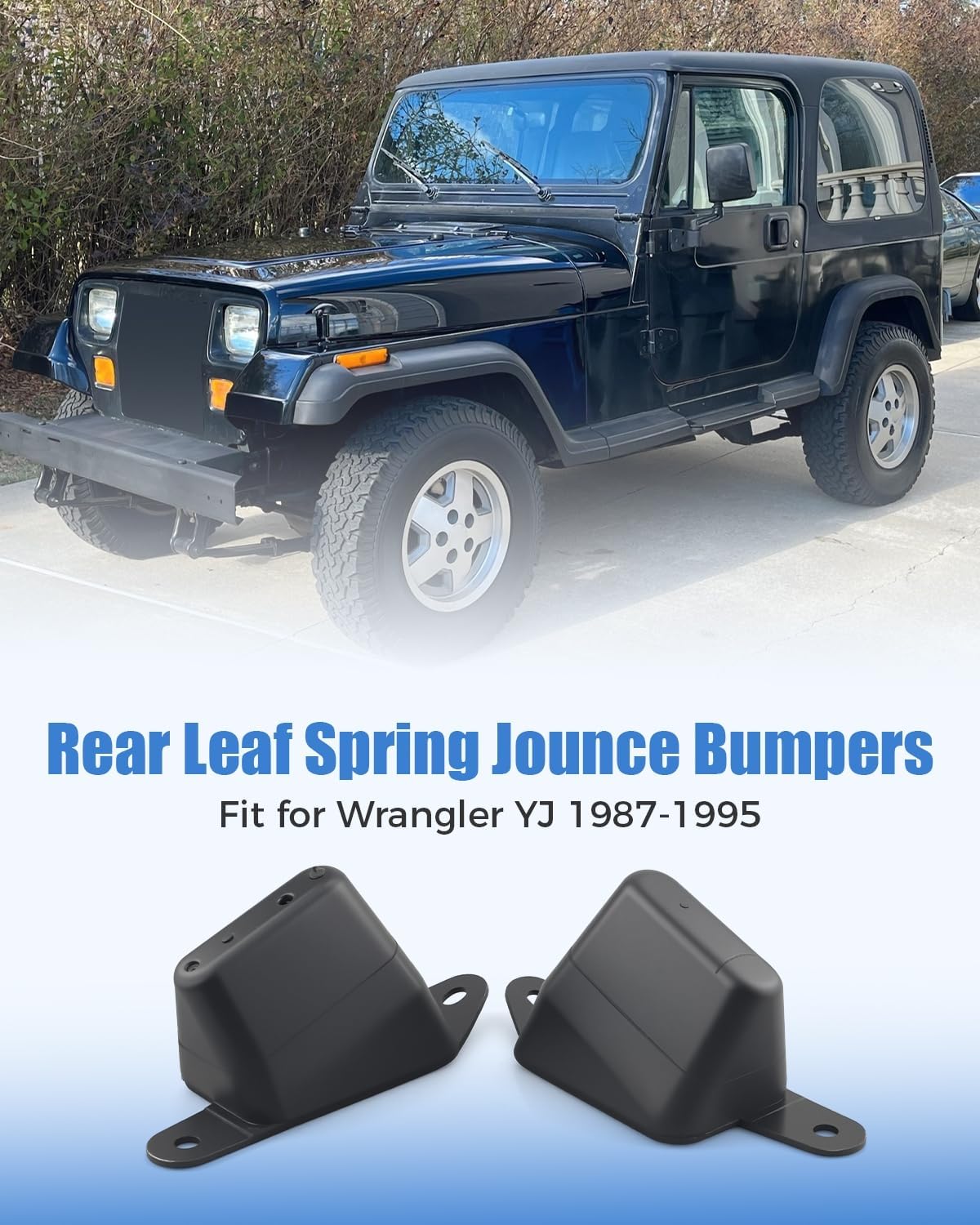 Rear Bump Stops, Axle Snubber, Rear Leaf Spring Jounce Bumpers Fit for Jeep Wrangler YJ 1995, 1994, 1993, 1992, 1991, 1990, 1989, 1988, 1987 Black 1 Pair Left and Right