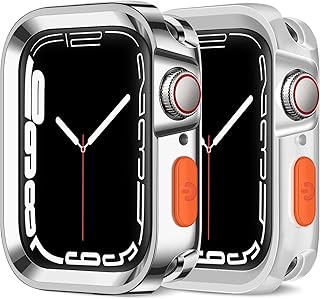 جراب حماية متين متوافق مع سلسلة اي ووتش 8/7 مقاس 45 ملم سلسلة 6/SE/4/4 مقاس 44 ملم من البولي يوريثين الحراري الناعم المقاوم للصدمات والسقوط من نكست ستور- فضي/ شفاف