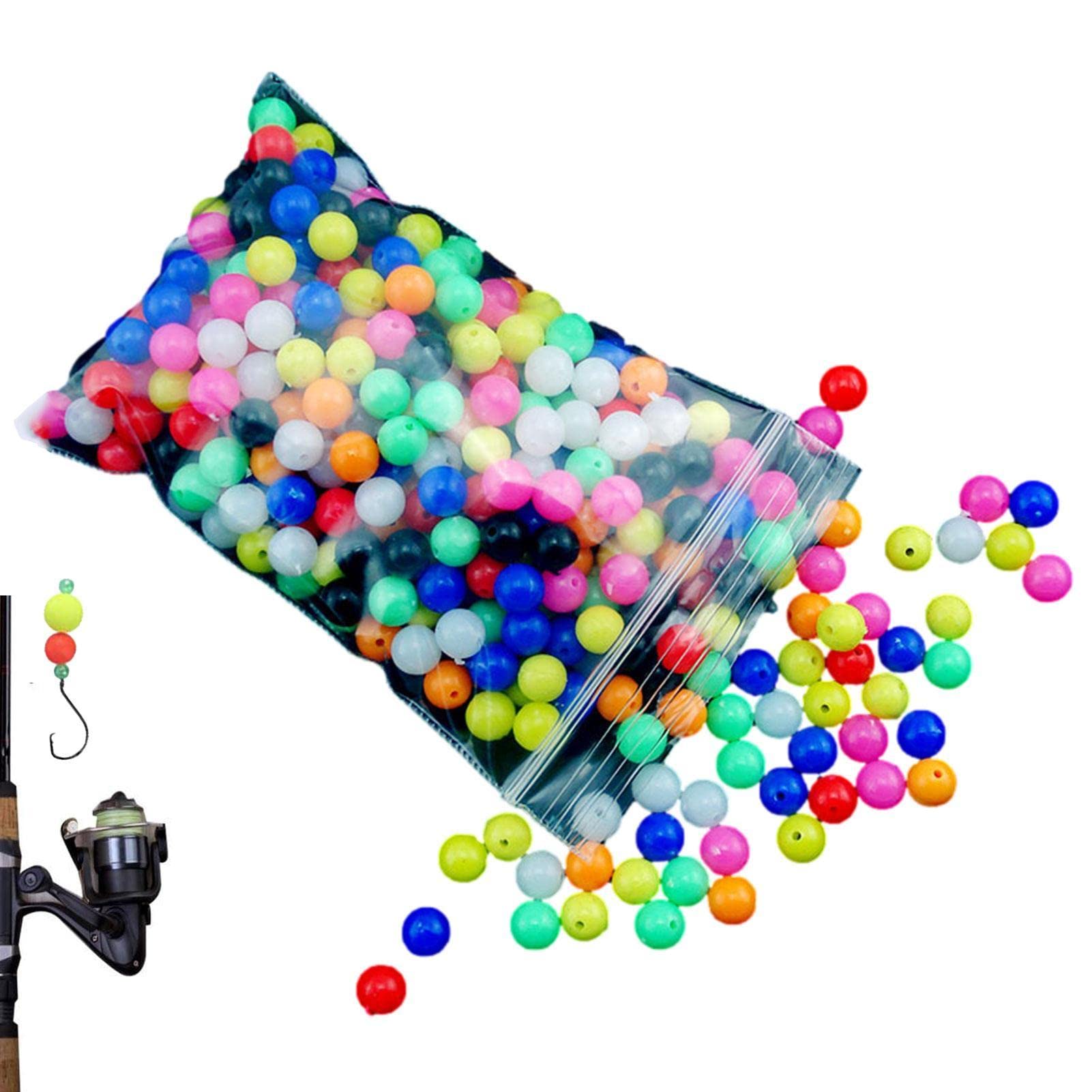 Perline di Lenza - 100 Pezzi a Bagliore Luminoso a Colori Misti | Lenza da Pesca Colorata in Gomma Morbida per Acqua Salata e Dolce