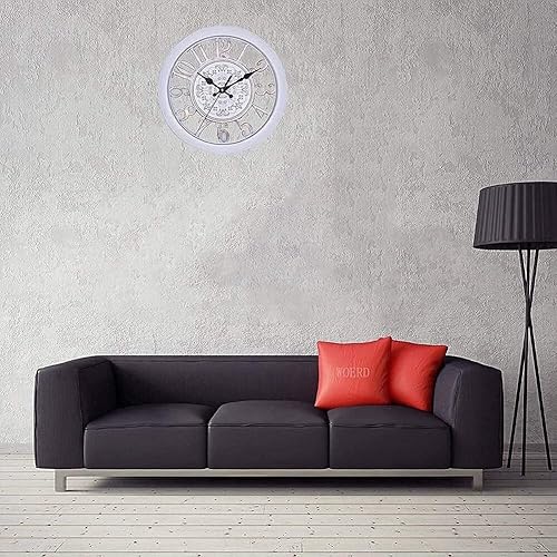Miniatura 3 de Nordic Creative - Reloj de pared de cuarzo retro, silencioso, sin tictac, funciona con pilas, decoración ligera de lujo para el hogar para cocina,