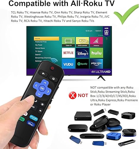 Miniatura 2 de (paquete de 2) Control remoto reemplazado para Roku TV, compatible con TCL Hisense Sharp Onn Insignia Roku TV, etc., con Netfl, Disney+, Hulu, Prime