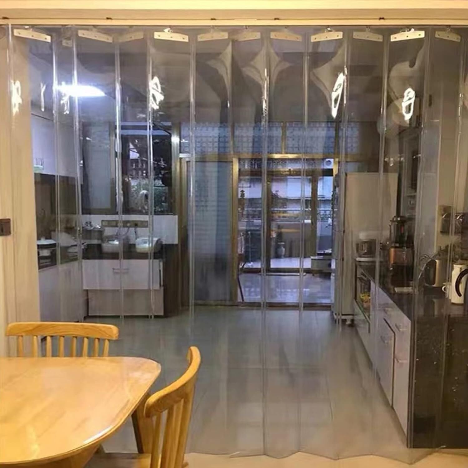 Zewnętrzna zasłona z przezroczystymi paskami składana wodoodporna ochrona przed wiatrem na patio, 1,2 x 2,2 m, osłona ogrodowa
