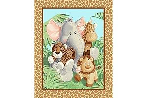 Veedaf 36" Fabric Traditions Panel - Jungle Babies Patty Reed Nursery Baby Wallhanging