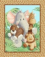 Veedaf 36" Jungle Babies Fabric Panel by Patty Reed - Nursery Baby Wall Hanging Quilt Fabric