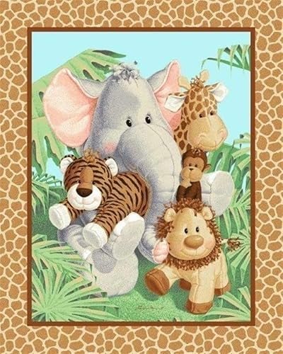 Panel de tradiciones de tela de 36 pulgadas - Jungle Babies Patty Reed Nursery Baby Wallhanging