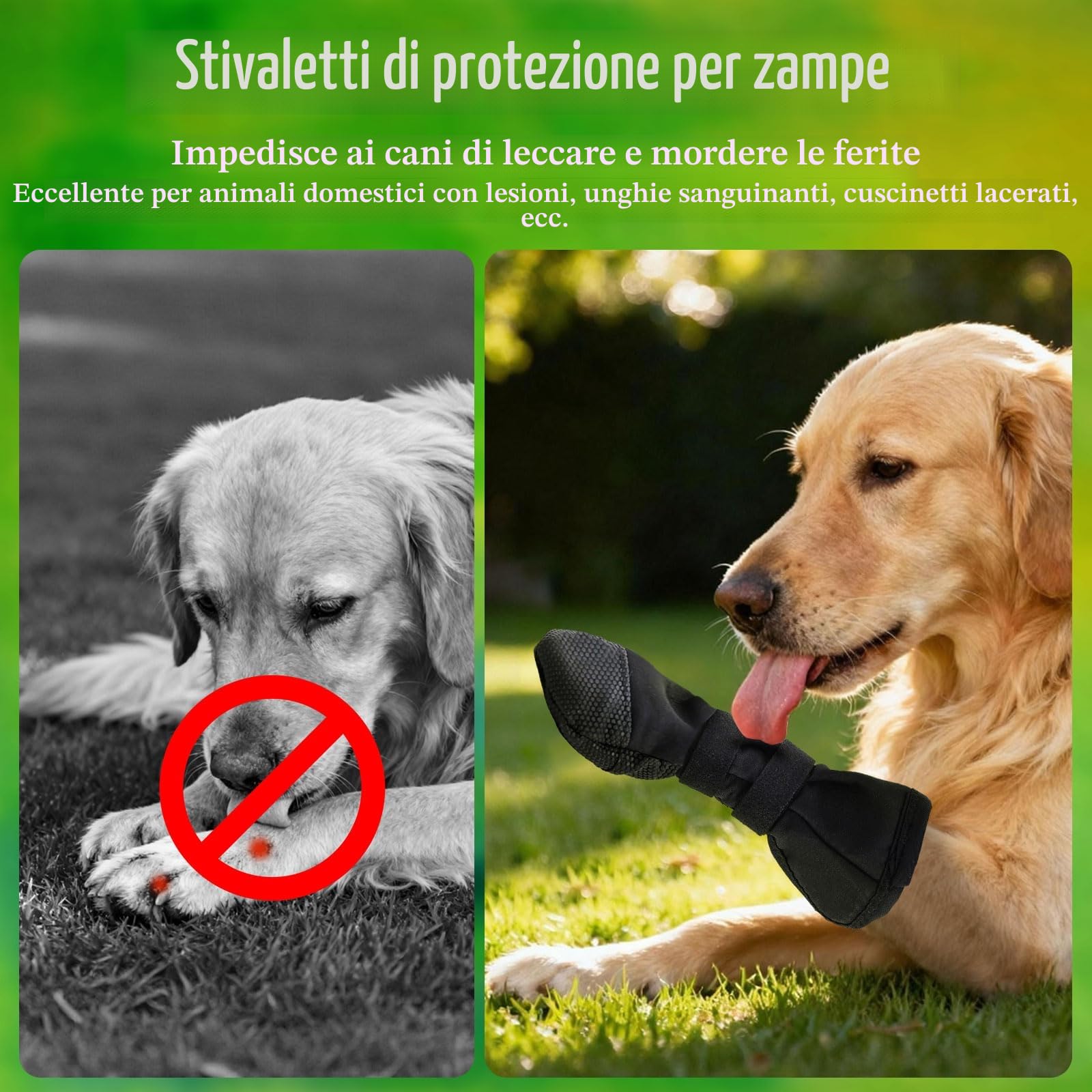 Scarpe per Cani per Zampe Ferite, Calze di Protezione e Recupero per Cani, Stivali per Cani Impermeabili, Stivali per Cani Paw Protector Calzini Antiscivolo per Cani, Rcarpette Cane Traspiranti