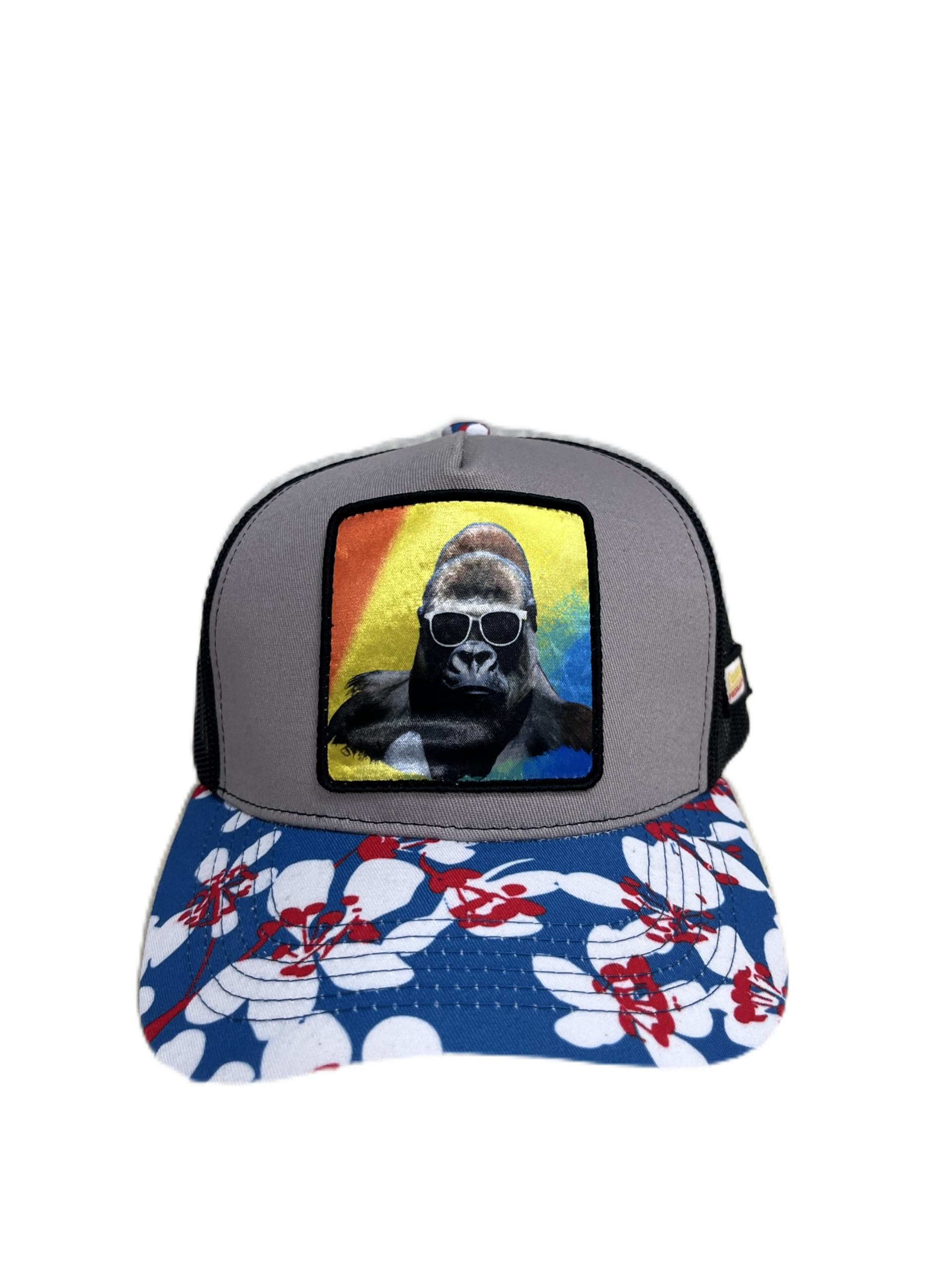 Funky Products GaloreGorilla in Sunnies Trucker Hat Adjustable Baseball Cap Snapback Baseball Cap, Mens Hat, Summer Hat, Fashion Hat, Looks Cool, Womens Hat Light Blue