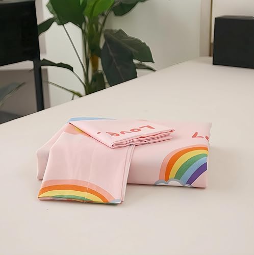 Miniatura 8 de SDY Juego de funda de edredón arcoíris de 3 piezas, cama en una bolsa, ropa de cama con lazos en las esquinas y cierre de cremallera, cómodo y