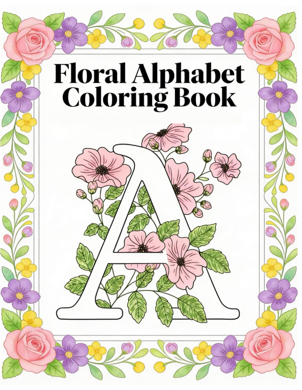 Floral Alphabet Coloring Book: kids activity book