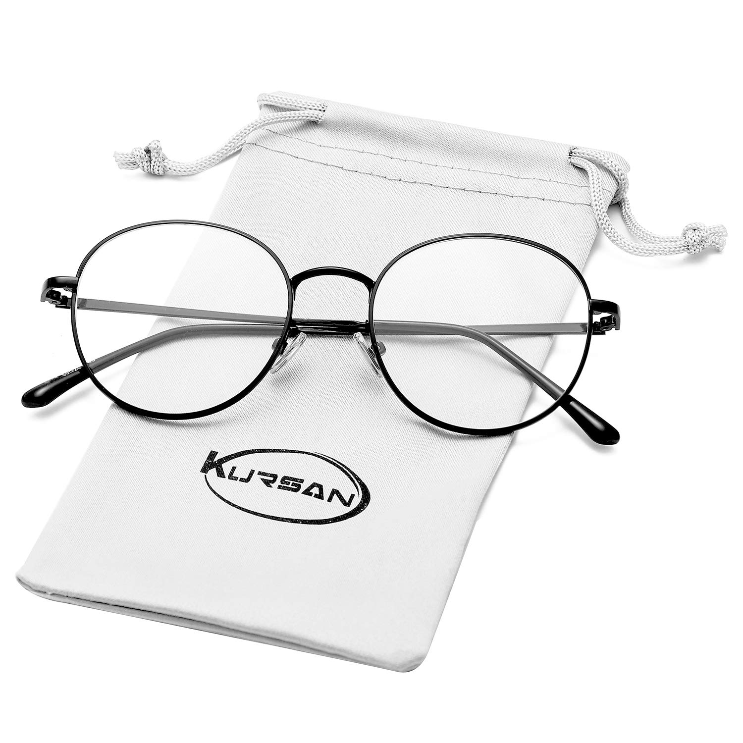 Kursan Blue Light Blocking Glasses Women Men Round Clear Lens Eyeglasses | Stylish Citcle Metal Frame Costume Eyewear