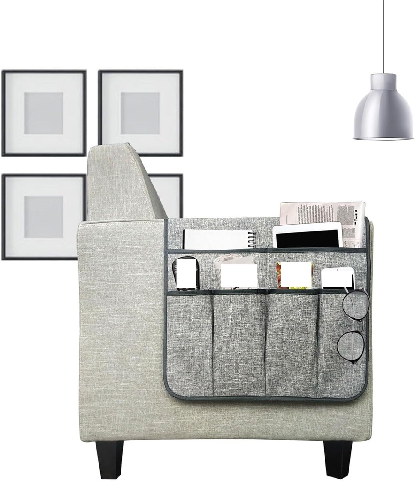 Tasche organizer for braccioli del divano, borsa portaoggetti sospesa, 6 tasche for poltrona reclinabile, porta telecomando, organizer, poltrona for telefono cellulare, iPad, riviste, tasca portaogget