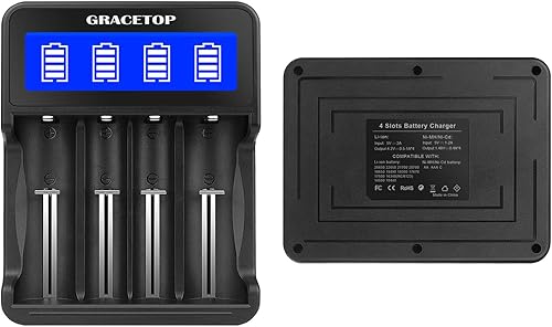 Miniatura 7 de Cargador de batería 18650 Pantalla LCD de 4 bahías para batería recargable de 3.7 V/1.2 V para baterías de iones de litio 18650 14500, baterías