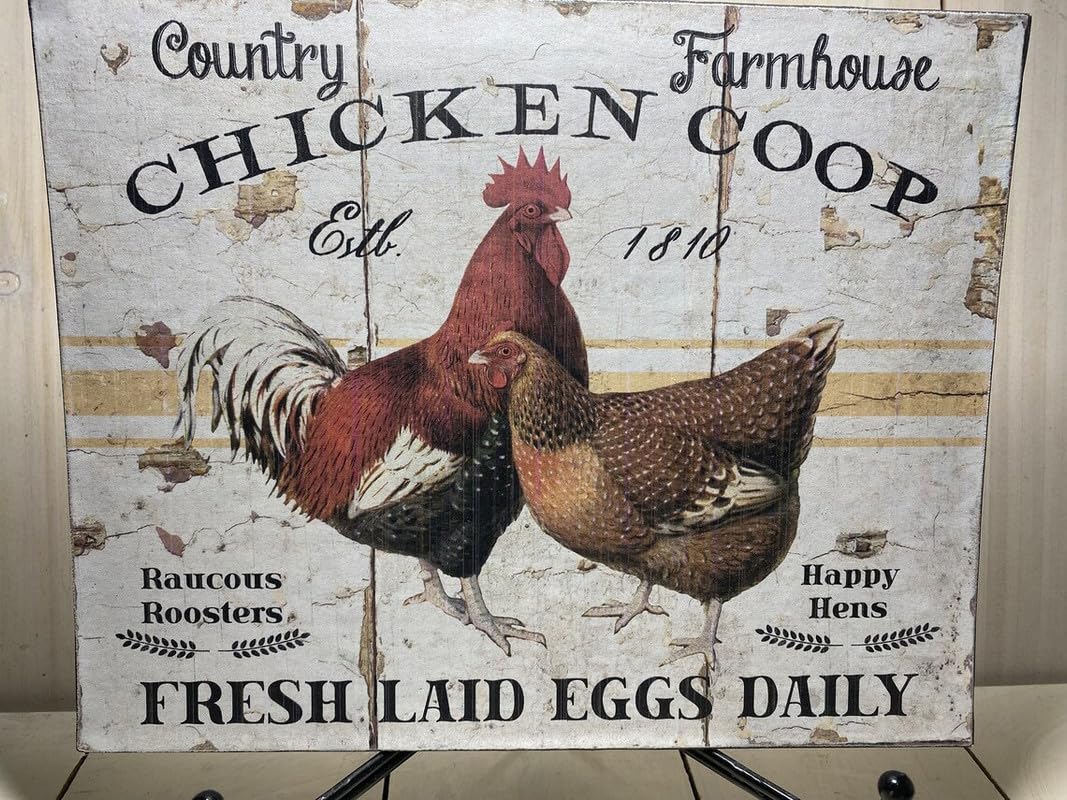Sitrmgh Sign Rustic Farmhouse Chicken Coop Primitive Rooster Wall Art Decor, Chicken Barn Syle S Decorative Plaque Retro Metal Tin Vintage For Home Coffee Shop Wall Decor 8X12 Inch