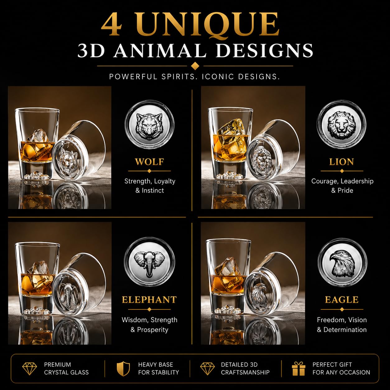 Animal Pattern Shot Glasses - Set of 4 -2 Animal Pattern Shot Glasses - Set of 4 -2