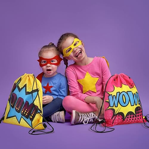 Miniatura 2 de Amylove 36 bolsas de recuerdos de fiesta de héroes, bolsas con cordón para mochilas, bolsas de regalo de dulces para mujeres, suministros de fiesta