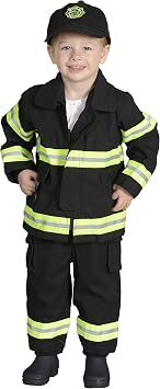 Jr. Fire Fighter Suit with Embroidered Cap, Size 18Month Black