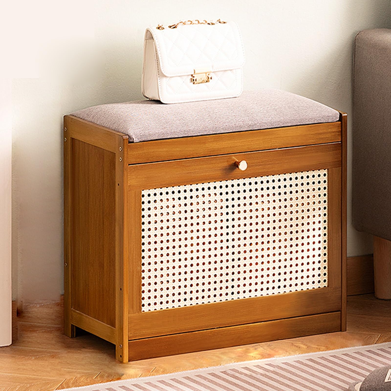 Meuble de rangement à chaussures en bambou de style minimaliste et élégant