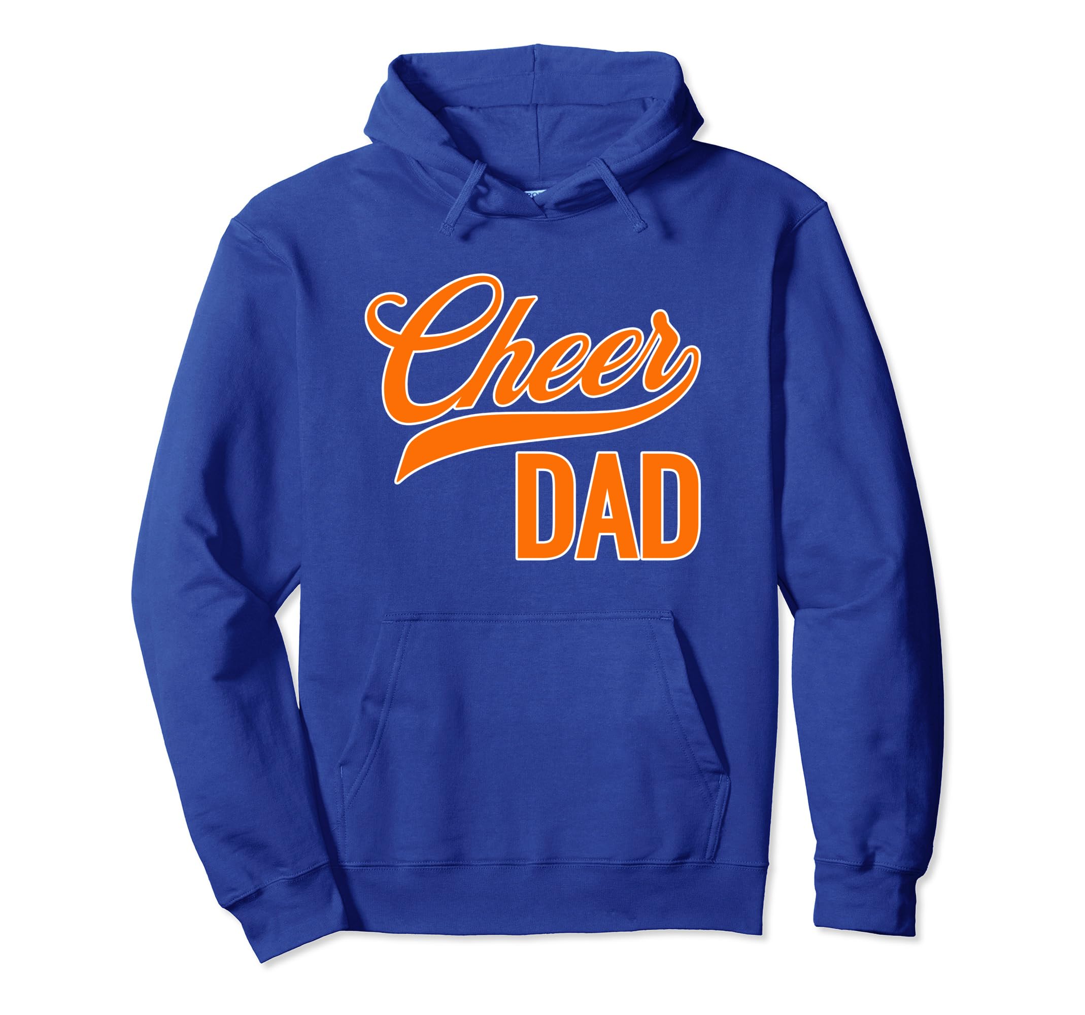 Cheer Dad Blue and Orange Cheerleading Matching Parents Pullover Hoodie