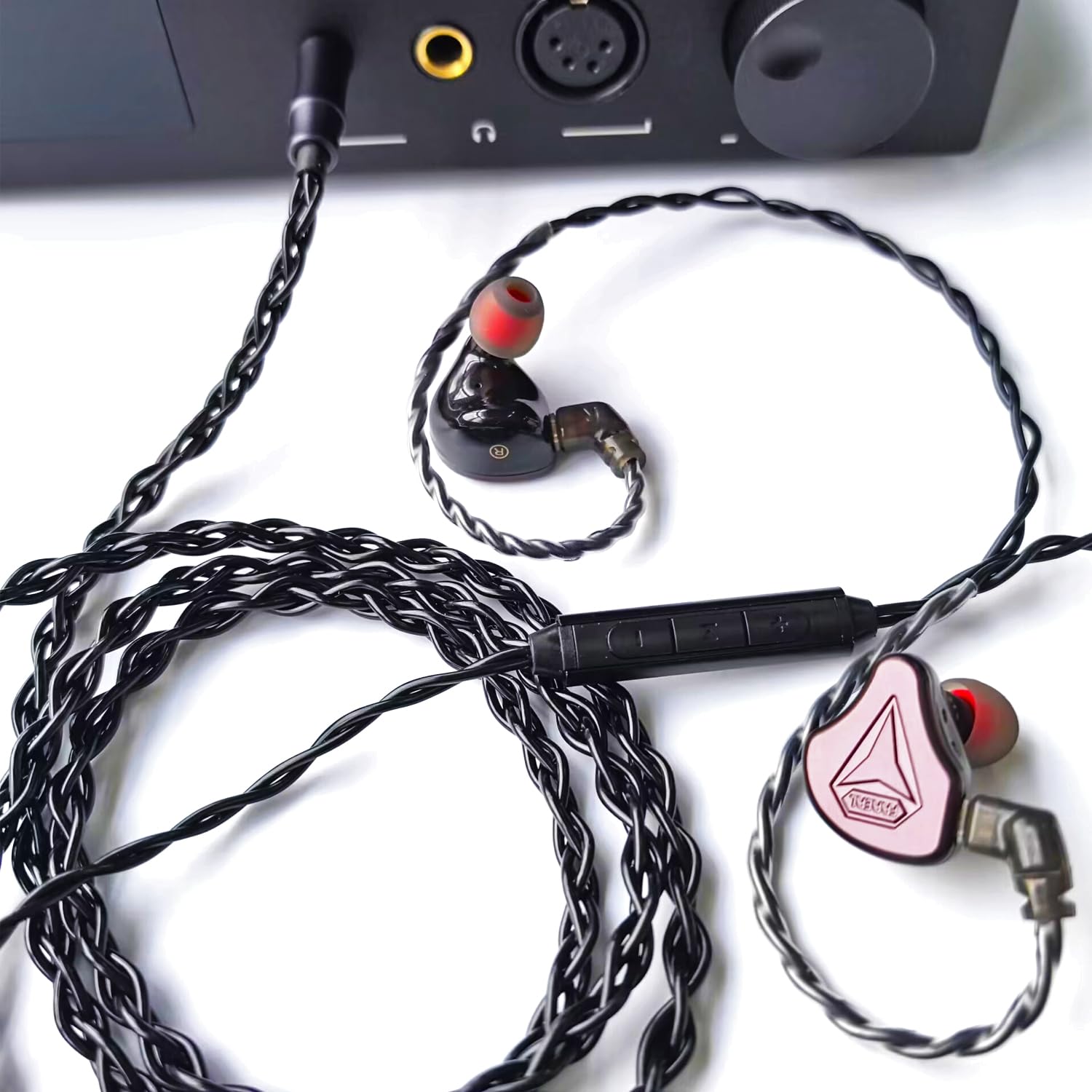 IEM Upgrade Cable, 6N Silver Plated Earphone Upgraded Cords,QDC-C Pin 2m in Ear Monitor Cable for KZ ZS10 ZSN PRO CCA C12(Recessed 2pin 3.5mm w/mic 6.5ft) Black