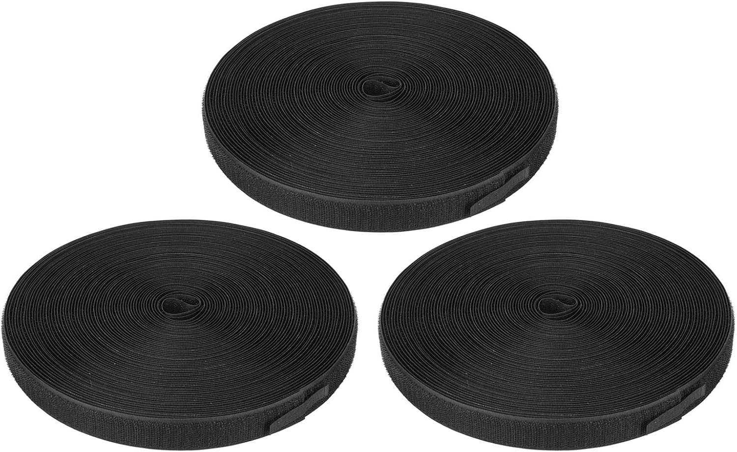Tyenaza 3Pcs Hook Loop Strips, Nylon Self Adhesive Heavy Duty Tape Strips Fastener for Home Office School Car and Crafting Organization - Black