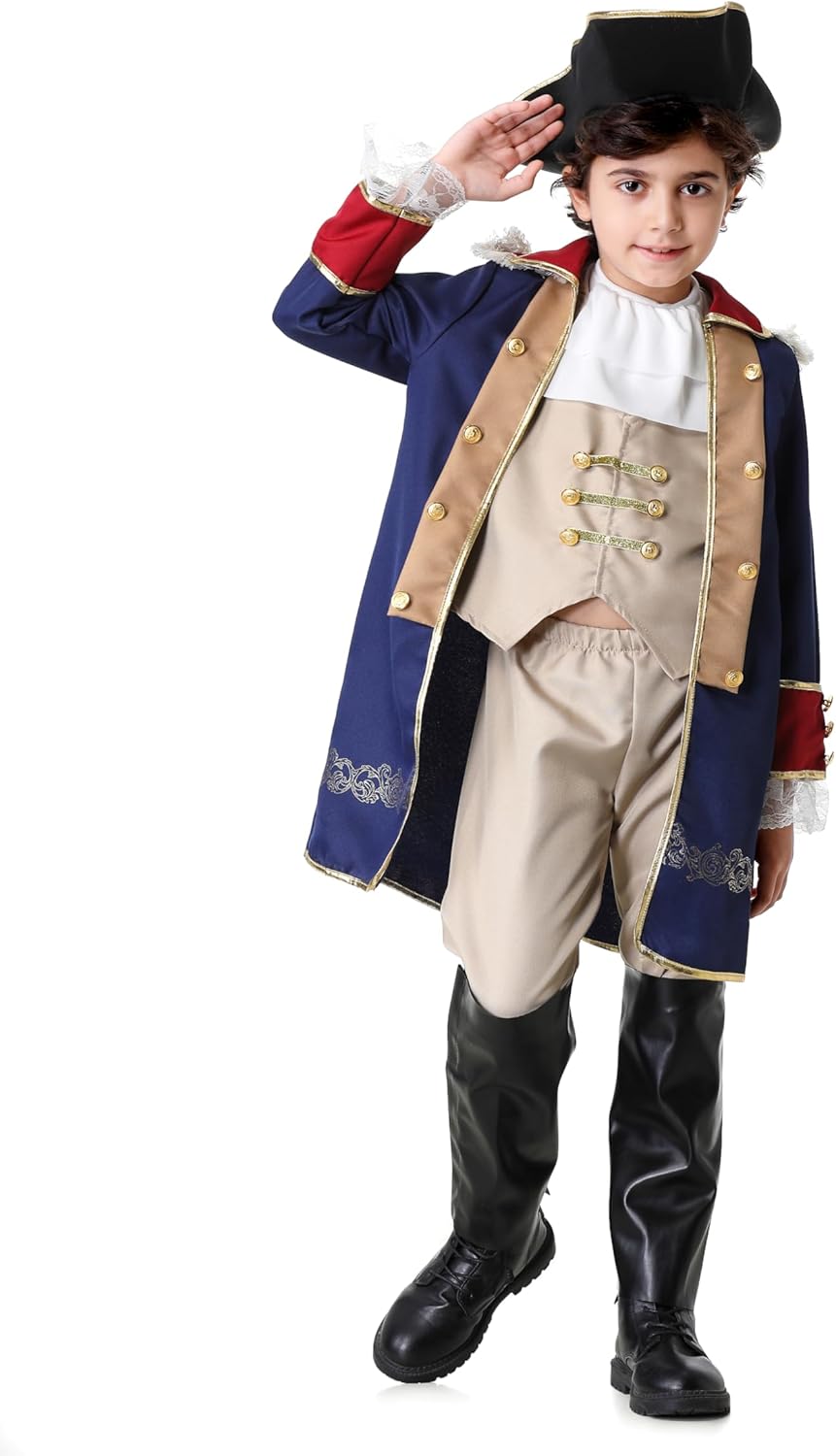 GRAJTCIN Colonial Costume Boys Revolutionary War Costume Kids 18th Century Historical Halloween Costume - Image 2