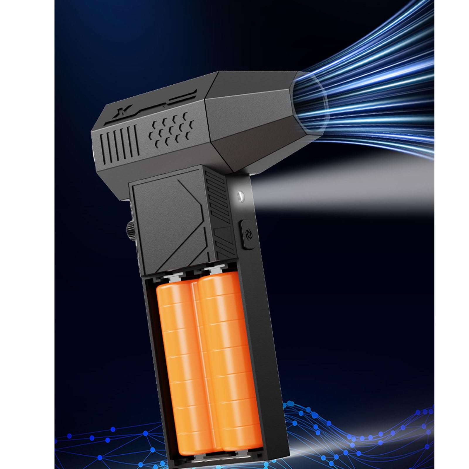 Asixxsix Druckluft-Staubwedel, 150.000 U/min, Elektrischer Luftstaubsauger mit LED-Licht und LED-Anzeige, Wiederaufladbares Kabelloses Luftgebläse für Tastatur-Elektrogeräte, Haus und Auto
