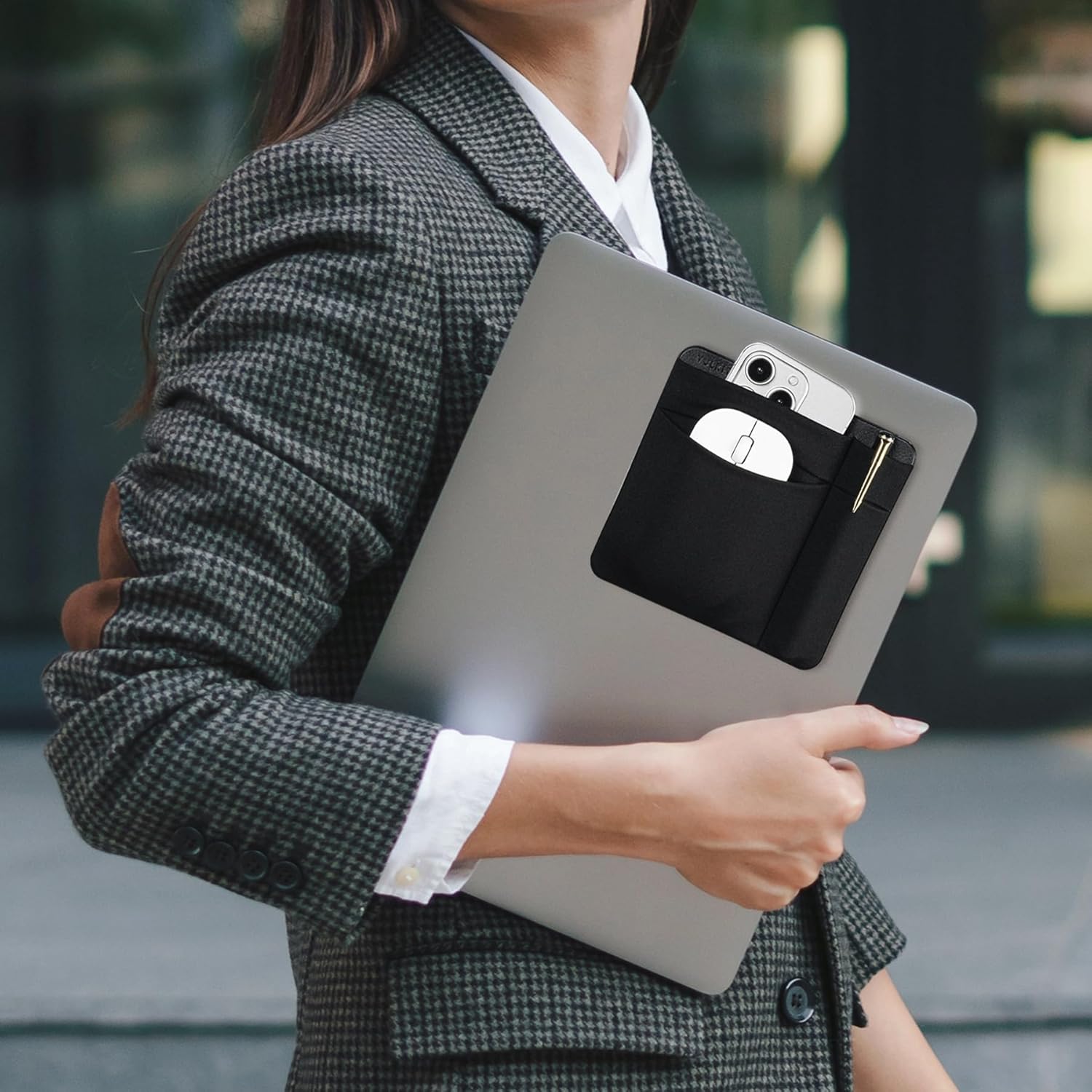 VULKIT 2-Pocket Pouch Holder for Laptop Reusable Adhesive External Hard Drive Carrying Case - Travel Pocket Pouch for External Portable SSD, Magic Mouse, USB Cable and More image 7 of 10 B0F5HDL3ZK